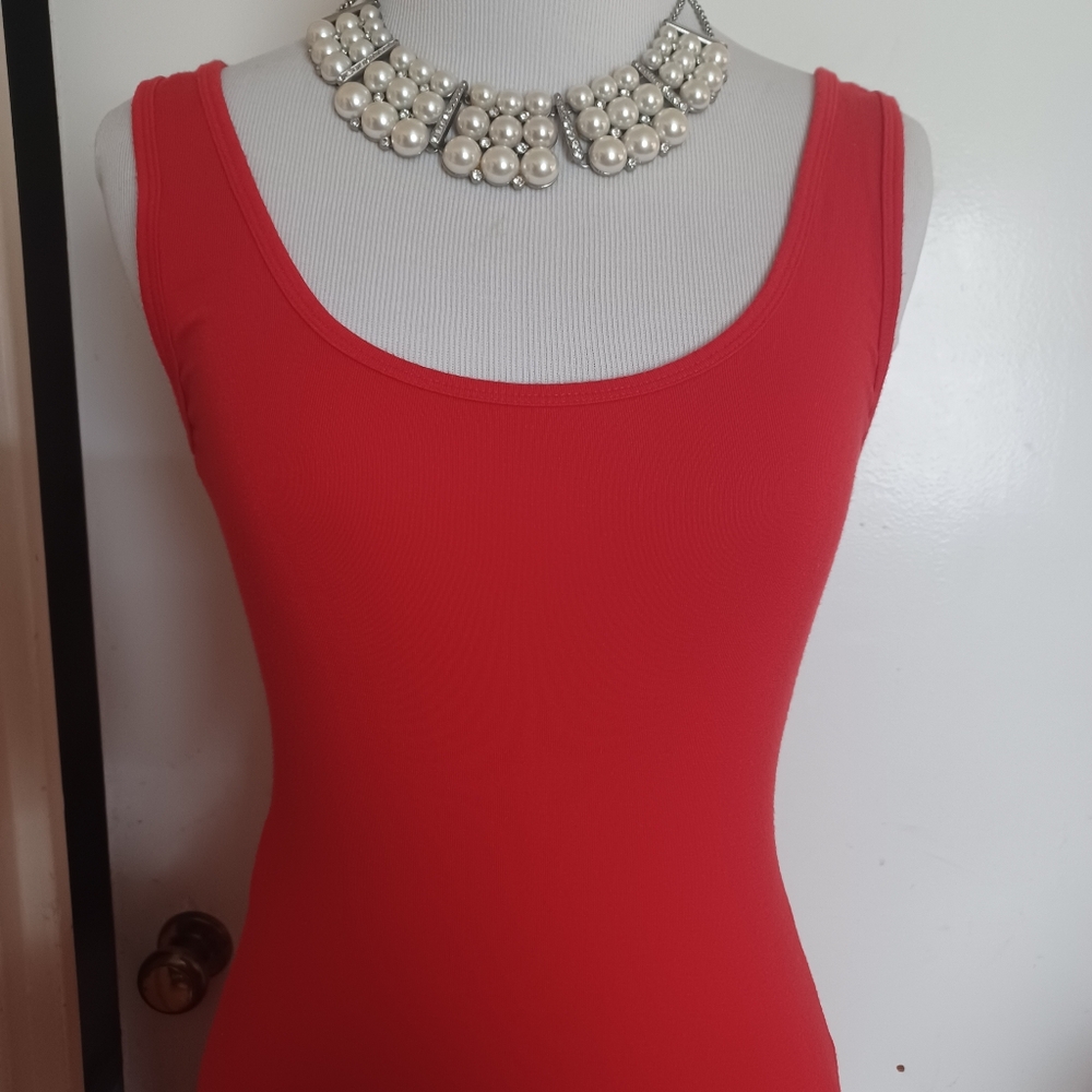 Womens long tank dress Forever 21 tomato red stretchy size small